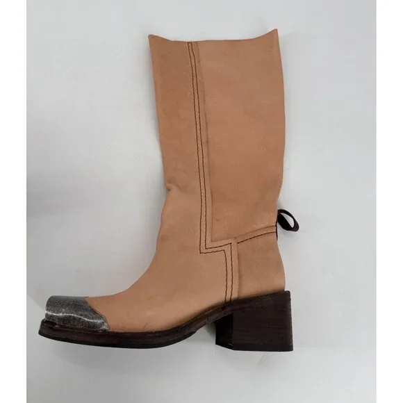 Free People We The Free Beau Tall Rider Boots Size 7 Metal Toe Leather New Read - Picture 16 of 16
